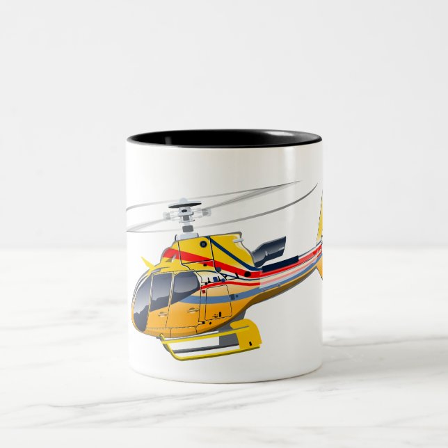 Caneca De Café Em Dois Tons Helicóptero de desenho animado (Centro)