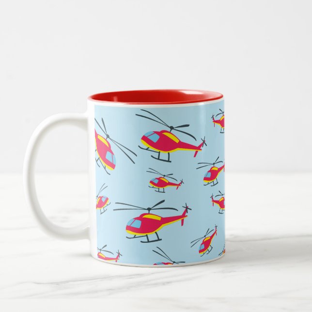 Caneca De Café Em Dois Tons Helicóptero de Voo Cortado (Esquerda)