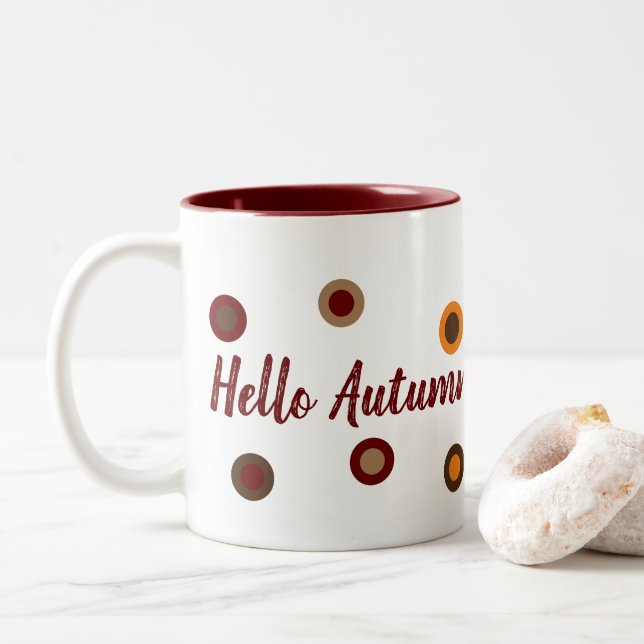 Caneca De Café Em Dois Tons Hello Autumn (Com Donut)