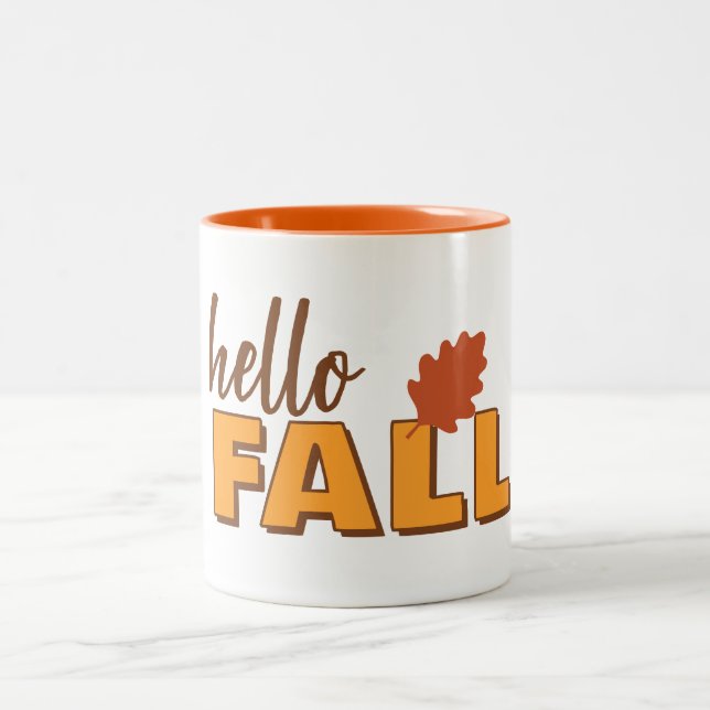 Caneca De Café Em Dois Tons Hello Fall Autumn Mug (Centro)