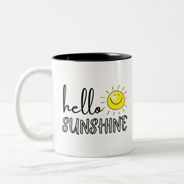 Caneca De Café Em Dois Tons Hello Sunshine Spring Summer (Esquerda)