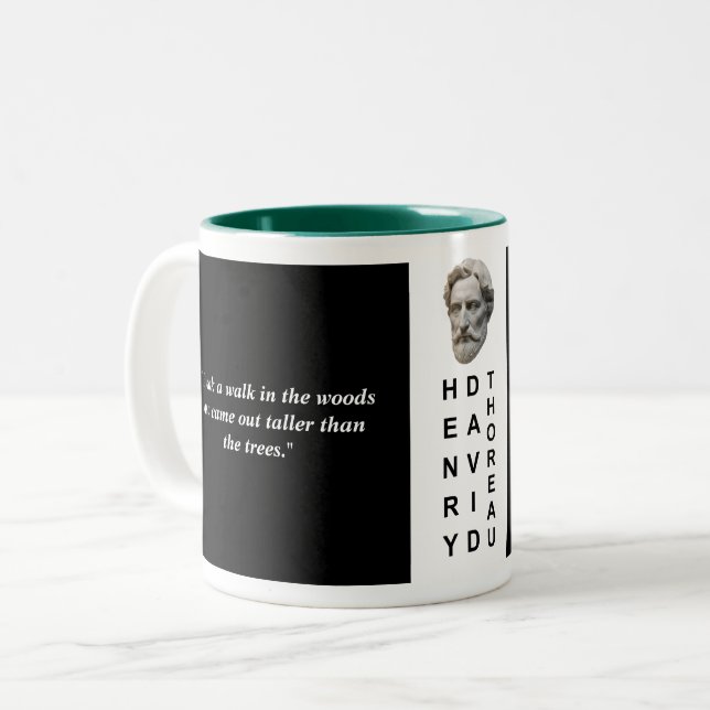 Caneca De Café Em Dois Tons Henry David Thoreau Citação Personalizada Mug Filo (Frente Esquerda)