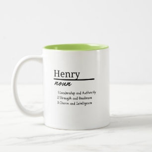 Caneca De Café Em Dois Tons Henry, Definição de Nome Personalizado de Menino