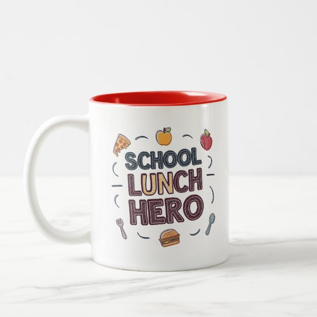 Caneca De Café Em Dois Tons Herói do Almoço da Escola (Esquerda)