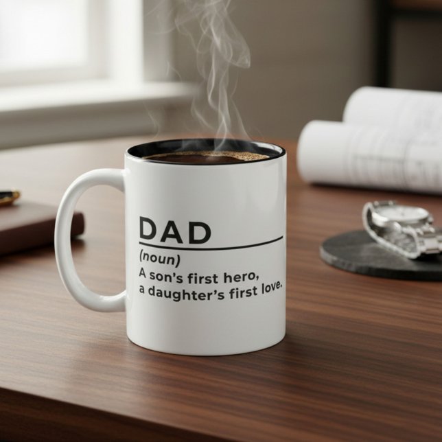 Caneca De Café Em Dois Tons Herói do Dia dos Pais, Primeiro Amor (Criador carregado)