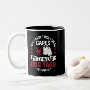 Caneca De Café Em Dois Tons Heróis de verdade não Vestem capas que Vestem Dog