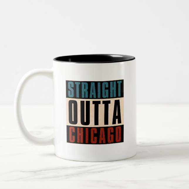 Caneca De Café Em Dois Tons Hetero Outta Chicago Illinois IL EUA (Esquerda)
