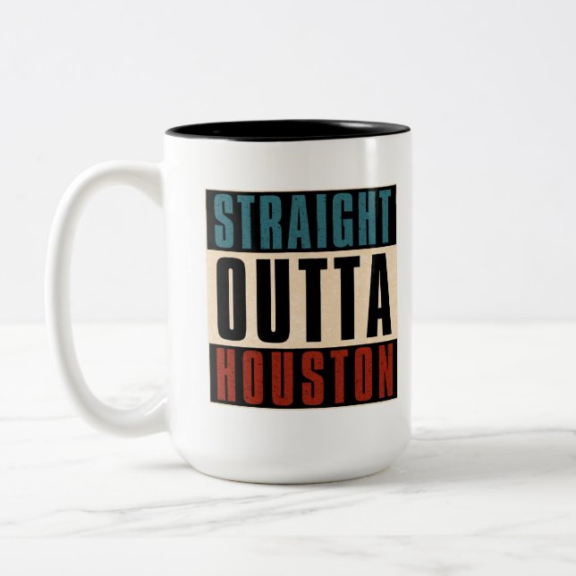 Caneca De Café Em Dois Tons Hetero Outta Houston Texas TX EUA (Esquerda)