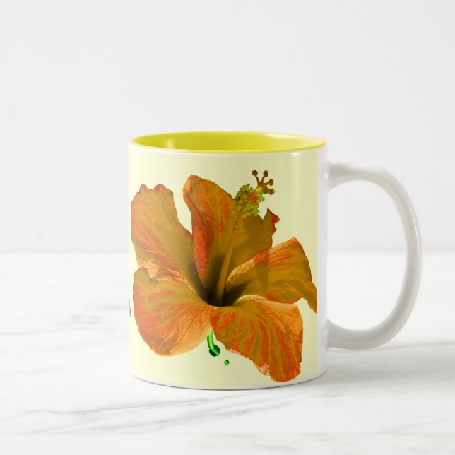 Caneca De Café Em Dois Tons Hibiscus alaranjado e amarelo (Direita)