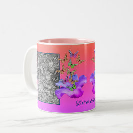 Caneca De Café Em Dois Tons Hibiscus E Borboleta Adicione Sua Foto Personaliza