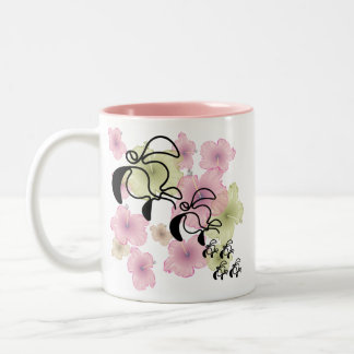 Caneca De Café Em Dois Tons Hibiscus-Tartaruga-Família