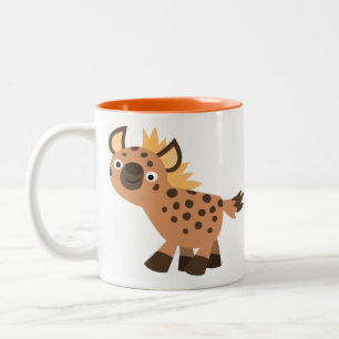 Caneca De Café Em Dois Tons Hiena amigável bonito dos desenhos animados