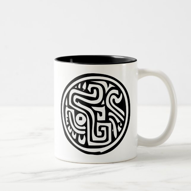 Caneca De Café Em Dois Tons Hieroglifo mexicano (Maya) (Direita)