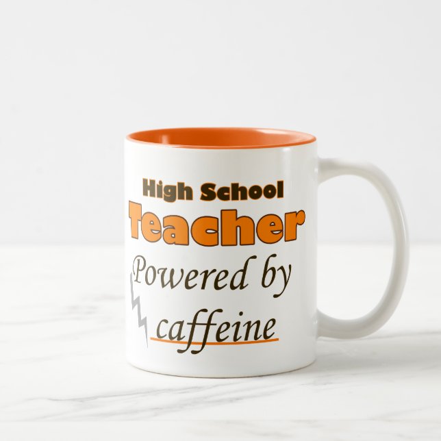 Caneca De Café Em Dois Tons High School Teacher Powered by caffeine (Direita)