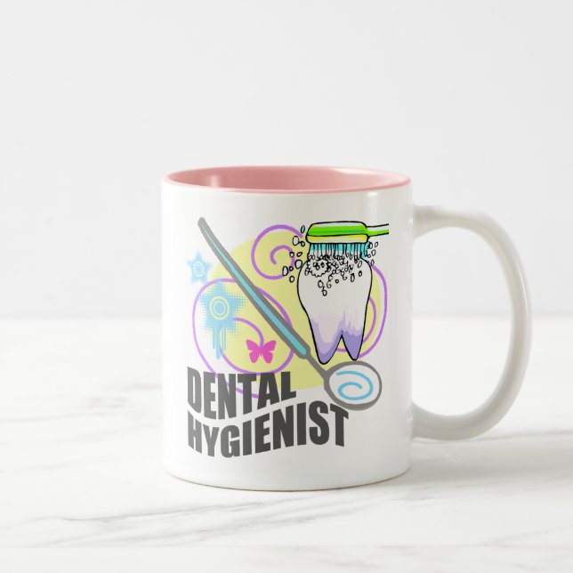 Caneca De Café Em Dois Tons Higienista dental bonito (Direita)