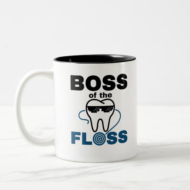 Caneca De Café Em Dois Tons Higienista Dental Chefe do Floss (Esquerda)