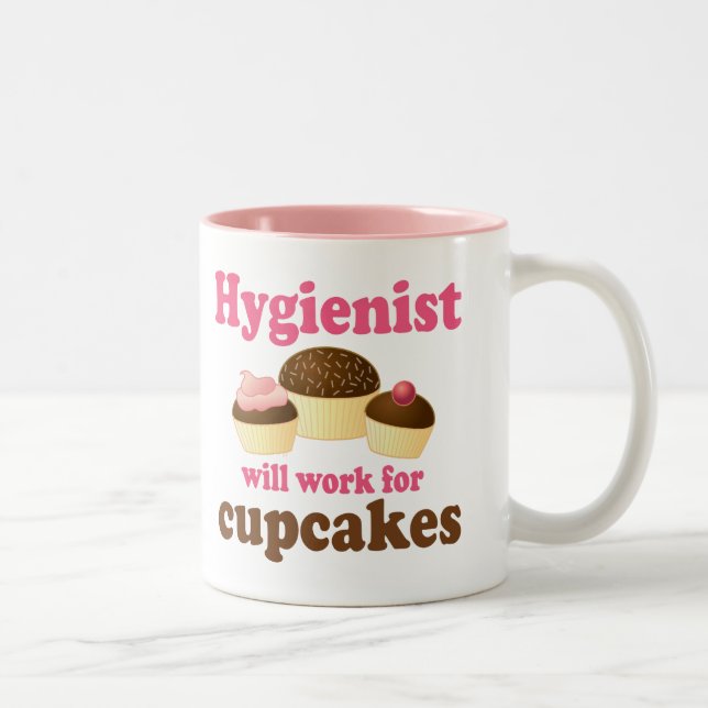 Caneca De Café Em Dois Tons Higienista dental dos cupcakes engraçados do (Direita)
