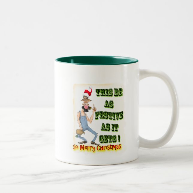 Caneca De Café Em Dois Tons Hillbilly Festivo como ele fica (Direita)