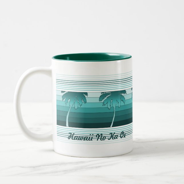 Caneca De Café Em Dois Tons Hilo Hawaiian Palms Tropical Mugs (Esquerda)