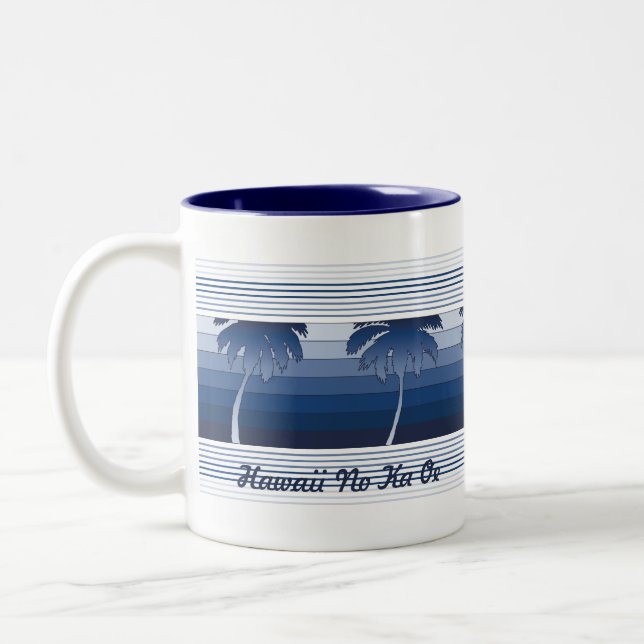 Caneca De Café Em Dois Tons Hilo Hawaiian Palms Tropical Mugs (Esquerda)