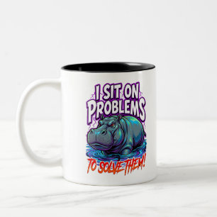 Caneca De Café Em Dois Tons Hipopótamo Sarcástico Eu Sento Em Problemas Meme E