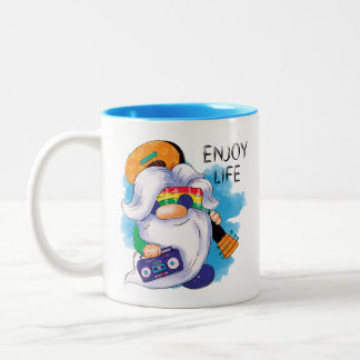 Caneca De Café Em Dois Tons Hippie Gnome: Aproveite a Vida