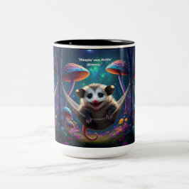 Caneca De Café Em Dois Tons Hippie Psicodélico do gambá-Cego
