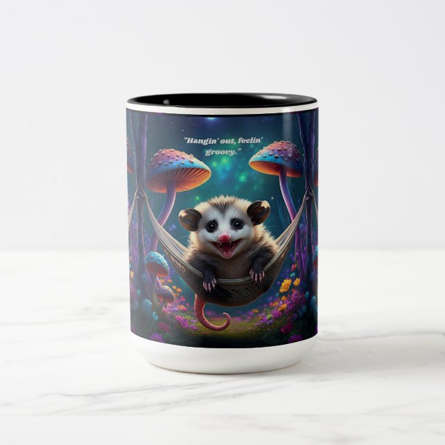 Caneca De Café Em Dois Tons Hippie Psicodélico do gambá-Cego (Centro)