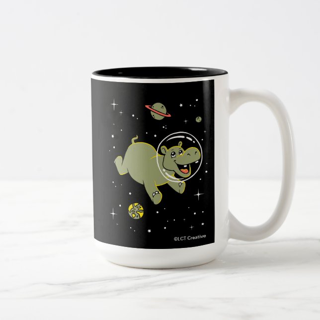 Caneca De Café Em Dois Tons Hippo Animais No Espaço (Direita)
