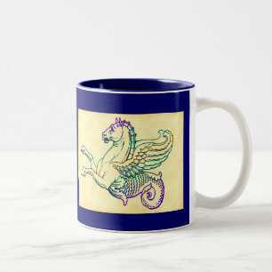 Caneca De Café Em Dois Tons Hippocampus Sea Horse Vintage Art Coffee Mug