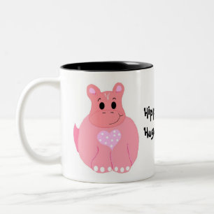 Caneca De Café Em Dois Tons Hippos Tem Enormes Corações