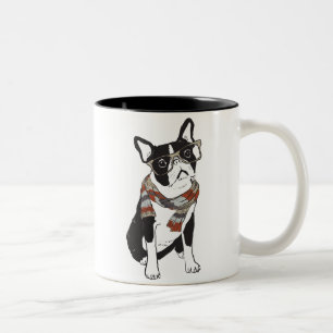 Caneca De Café Em Dois Tons Hipster de Boston Terrier Dog Mug