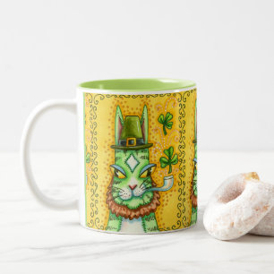 CANECA DE CAFÉ EM DOIS TONS HISS N' FITZ LEPRECHAUN, RUA. GATO ENGRAÇADO DO D