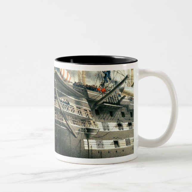 Caneca De Café Em Dois Tons HMS Agamemnon que coloca o cabo atlântico (Direita)