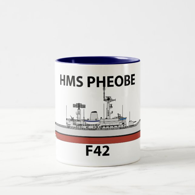 Caneca De Café Em Dois Tons HMS Phoebe, uma config de oração. (Centro)