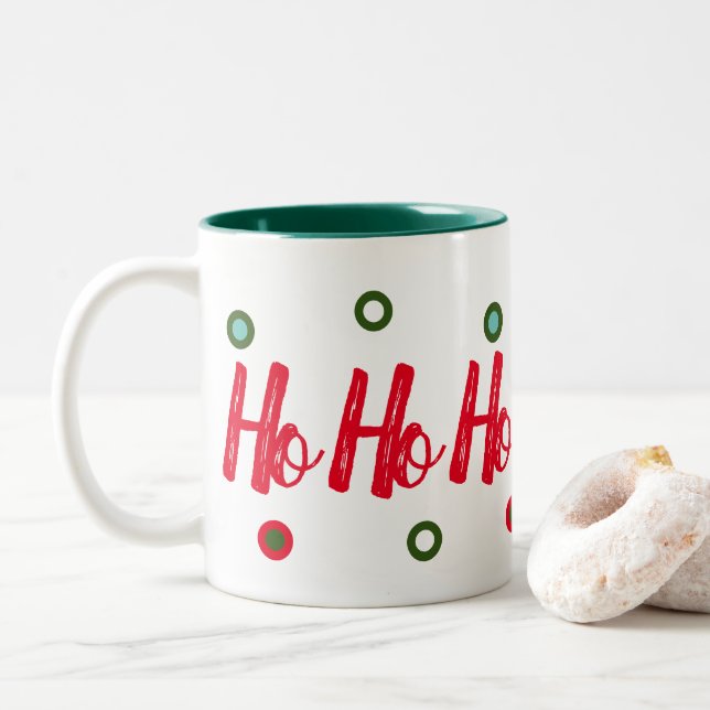 Caneca De Café Em Dois Tons Ho Ho Ho (Com Donut)