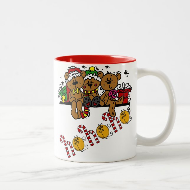 Caneca De Café Em Dois Tons Ho Ho Ho Teddy Bears (Direita)