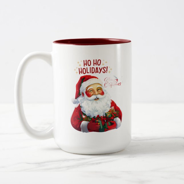 Caneca De Café Em Dois Tons Ho Ho Papai Noel - Natal Festivo (Esquerda)