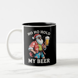 Caneca De Café Em Dois Tons Ho Ho Segure Meu Urso Óculos de Sol Papai Noel Nat
