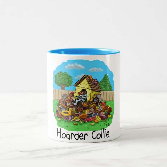 Caneca De Café Em Dois Tons Hoarder Collie (Centro)
