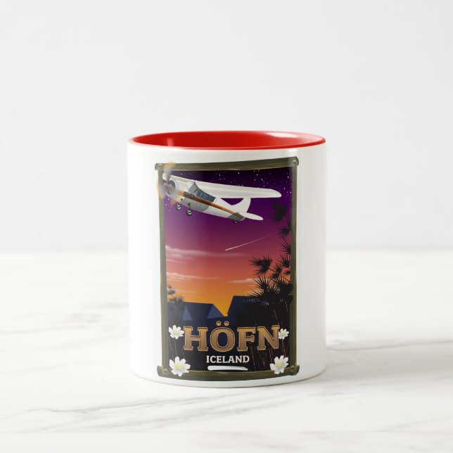 Caneca De Café Em Dois Tons Höfn poster de voo da Islândia (Centro)