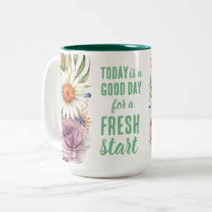 Caneca De Café Em Dois Tons Hoje é um Bom Dia Nova Chance Citação Motivacional