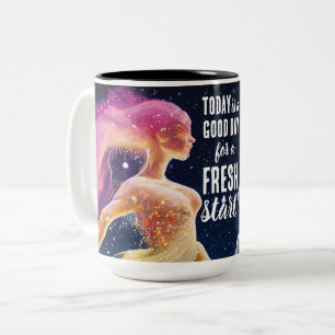 Caneca De Café Em Dois Tons Hoje é uma citação motivacional de início novo do 