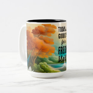 Caneca De Café Em Dois Tons Hoje é uma citação motivacional de início novo do 