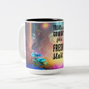 Caneca De Café Em Dois Tons Hoje é uma citação motivacional de início novo do 