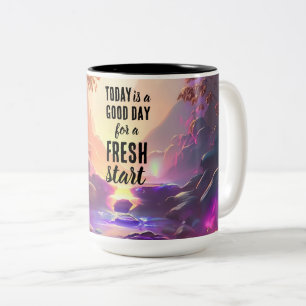 Caneca De Café Em Dois Tons Hoje é uma citação motivacional de início novo do 
