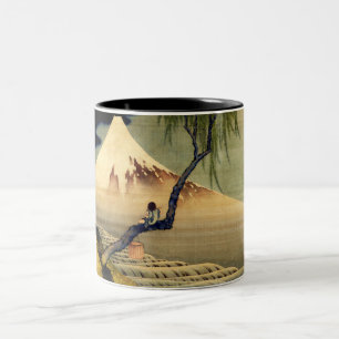 Caneca De Café Em Dois Tons Hokusai Boy Vivendo o Monte Fuji Japonês