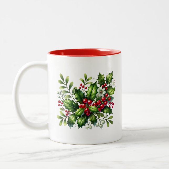 Caneca De Café Em Dois Tons Holiday Holly Coffee Mug (Esquerda)
