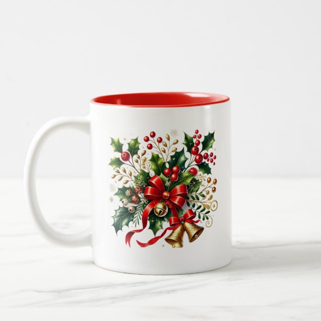 Caneca De Café Em Dois Tons Holiday Holly Coffee Mug (Esquerda)