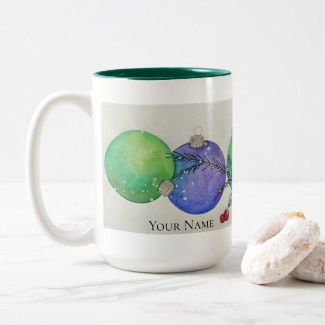 Caneca De Café Em Dois Tons Holiday Mug (Com Donut)